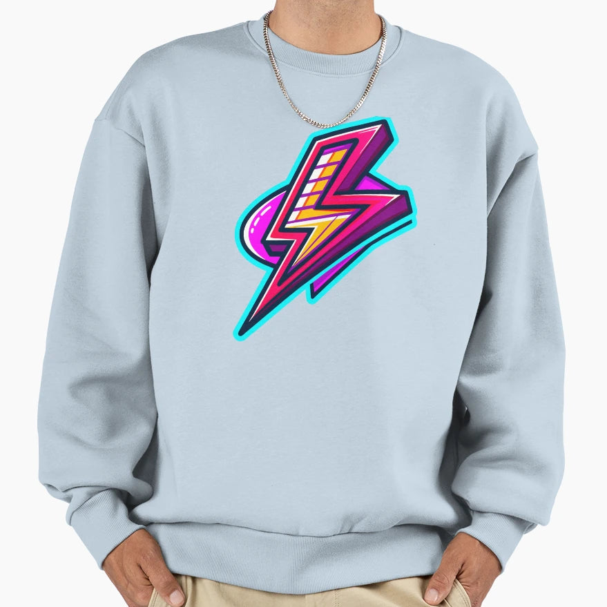 Vibrant Neon Glow Futuristic Sweatshirt - Casual Everyday Wear Unisex - T-Shirt, Sweatshirt, Hoodie