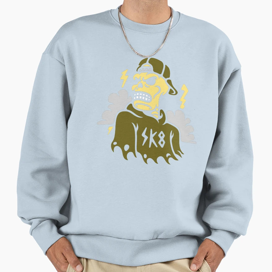 Sk8 Skeleton Skater Sweatshirt - Trendy Graphic Unisex - T-Shirt, Sweatshirt, Hoodie