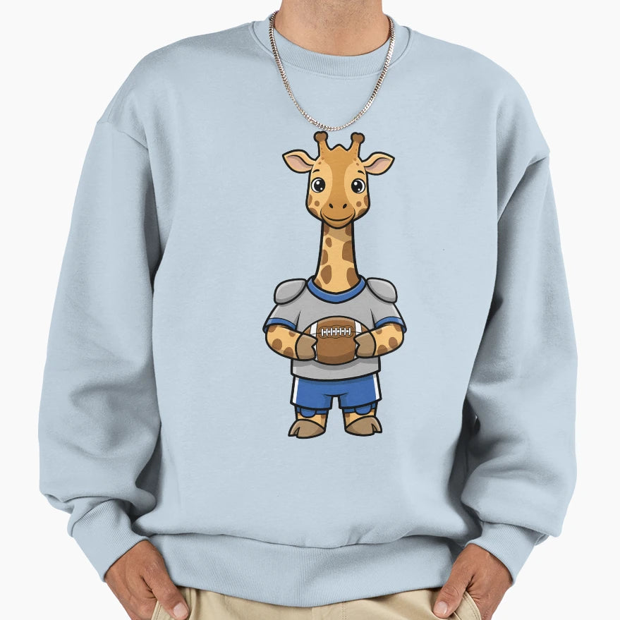 Cartoon Giraffe Football Player Sweatshirt - Novelty Apparel Men Women - T-Shirt, Sweatshirt, Hoodie