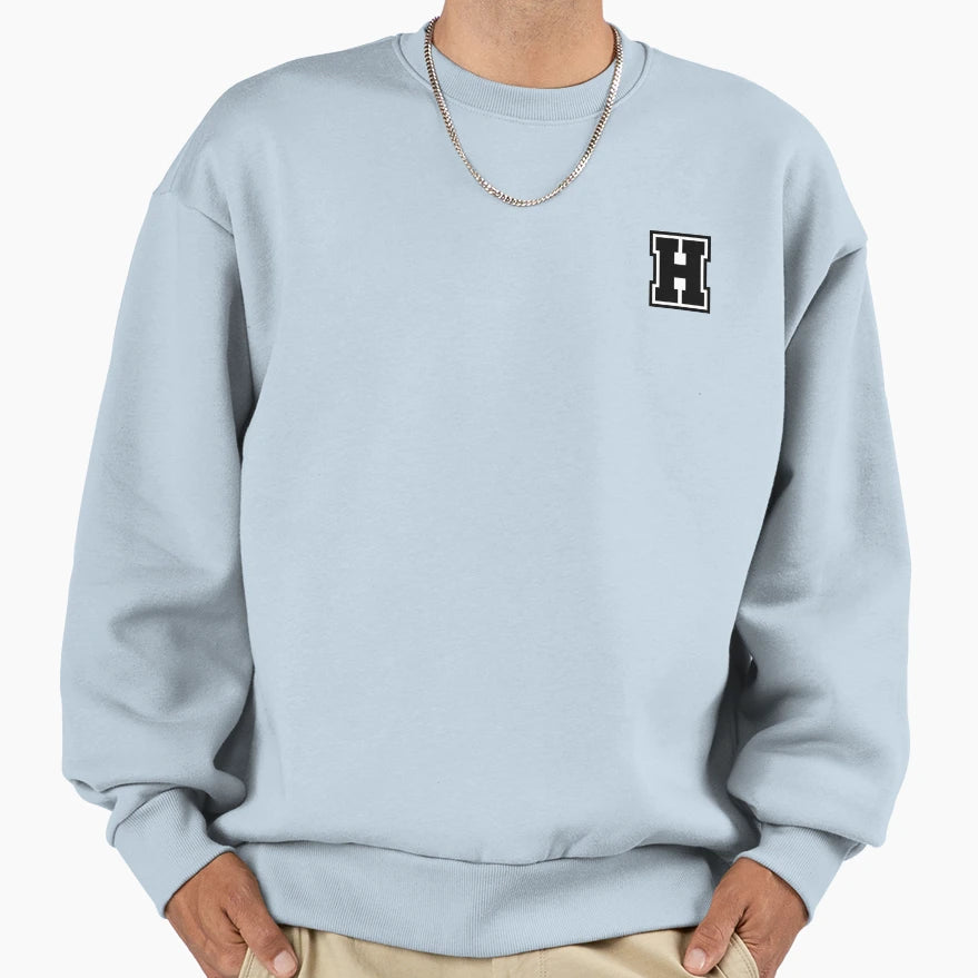 Black H Stylized Initial Alphabet Sweatshirt - Unique Graphic Men Women - T-Shirt, Sweatshirt, Hoodie