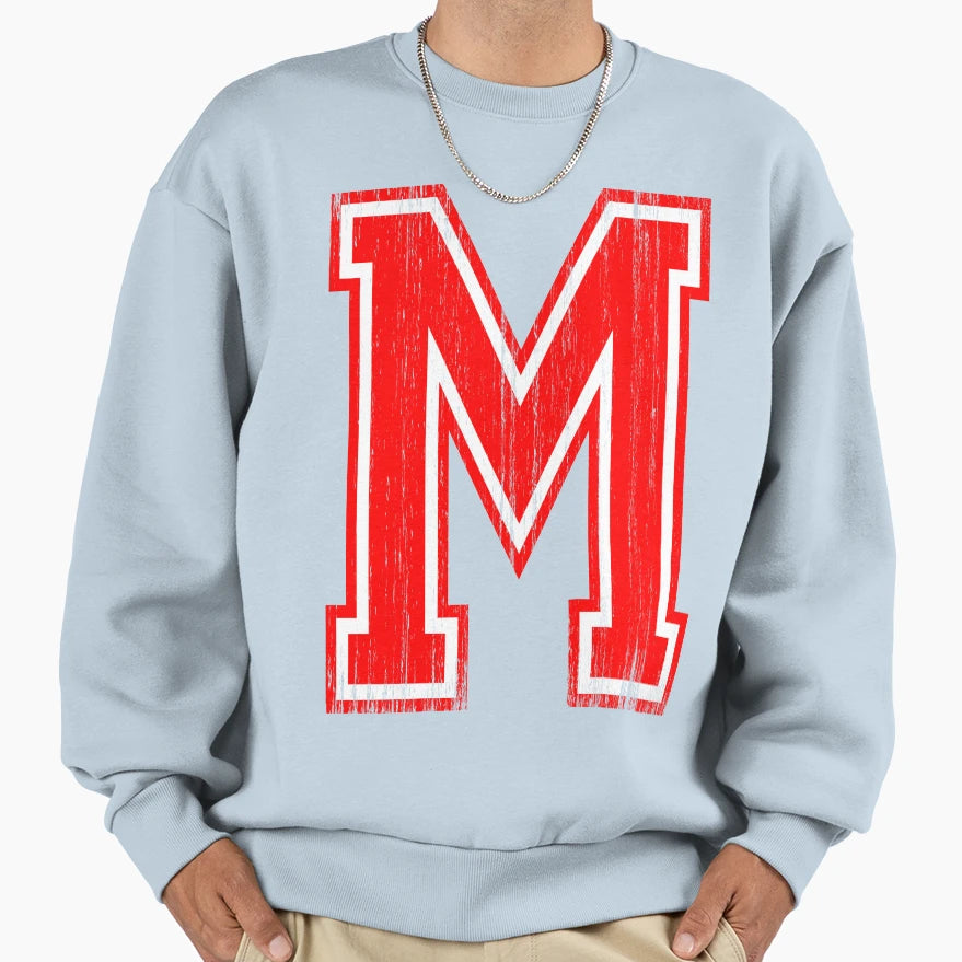 Big Red Letter M Sweatshirt - Casual Everyday Wear for Adults - T-Shirt, Sweatshirt, Hoodie