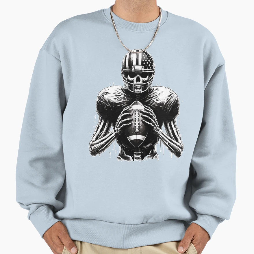 Spooky Halloween Skeleton Football Sweatshirt - Minimalist Print Unisex - T-Shirt, Sweatshirt, Hoodie