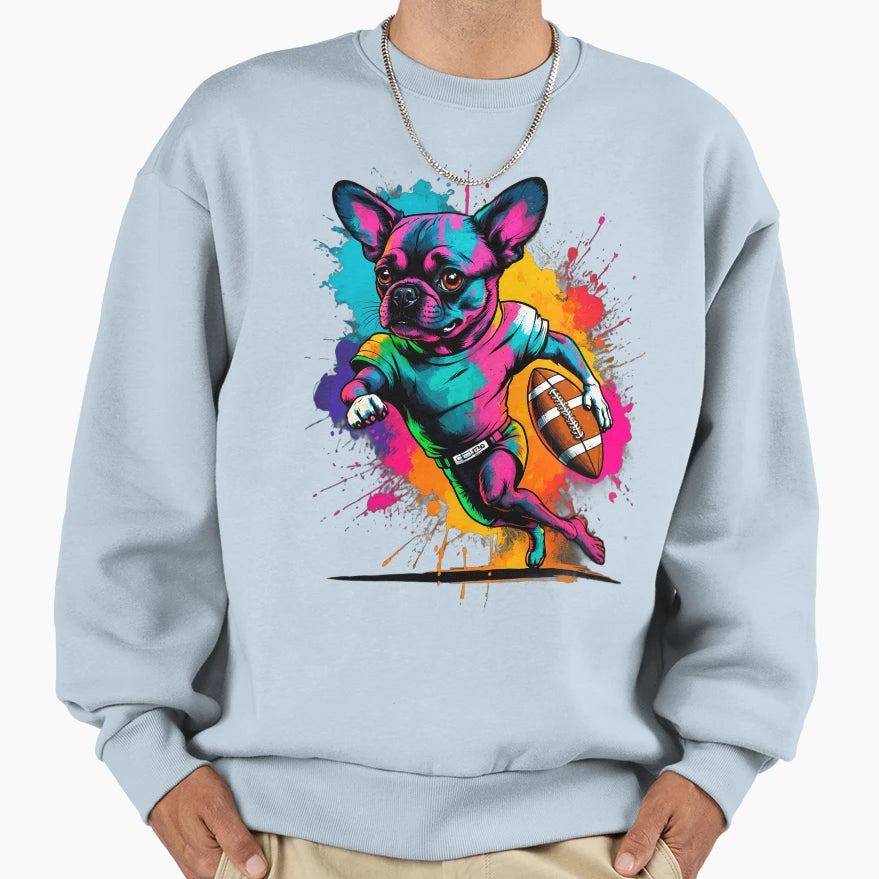 French Bulldog Playing American Sweatshirt - Novelty Apparel Men Women - T-Shirt, Sweatshirt, Hoodie