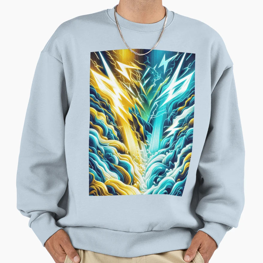 Lightning Clash Sweatshirt - Minimalist Print Men Women - T-Shirt, Sweatshirt, Hoodie