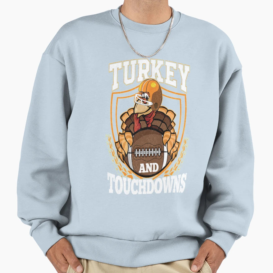 Turkey And Touchdowns Thanksgiving T T-Shirt - Novelty Apparel Men Women - T-Shirt, Sweatshirt, Hoodie