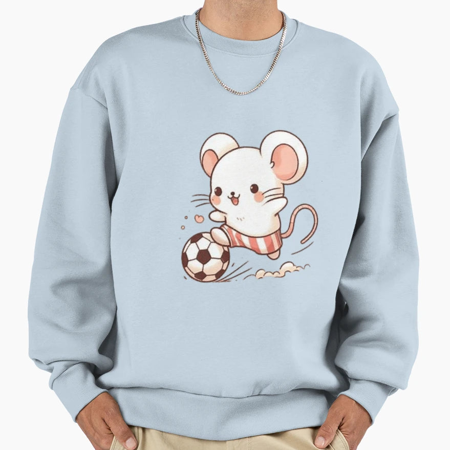 Mouse Playing Soccer Sweatshirt - Novelty Apparel Men Women - T-Shirt, Sweatshirt, Hoodie