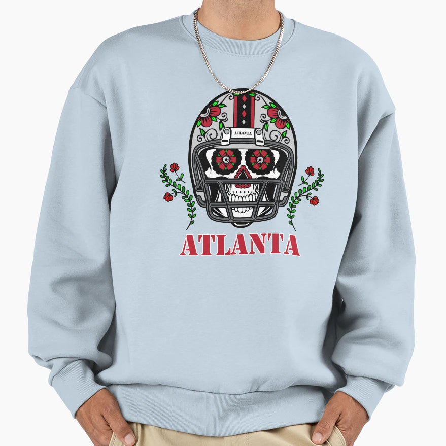 Atlanta Football Helmet Sugar Skull Sweatshirt - Unique Graphic for Adults - T-Shirt, Sweatshirt, Hoodie