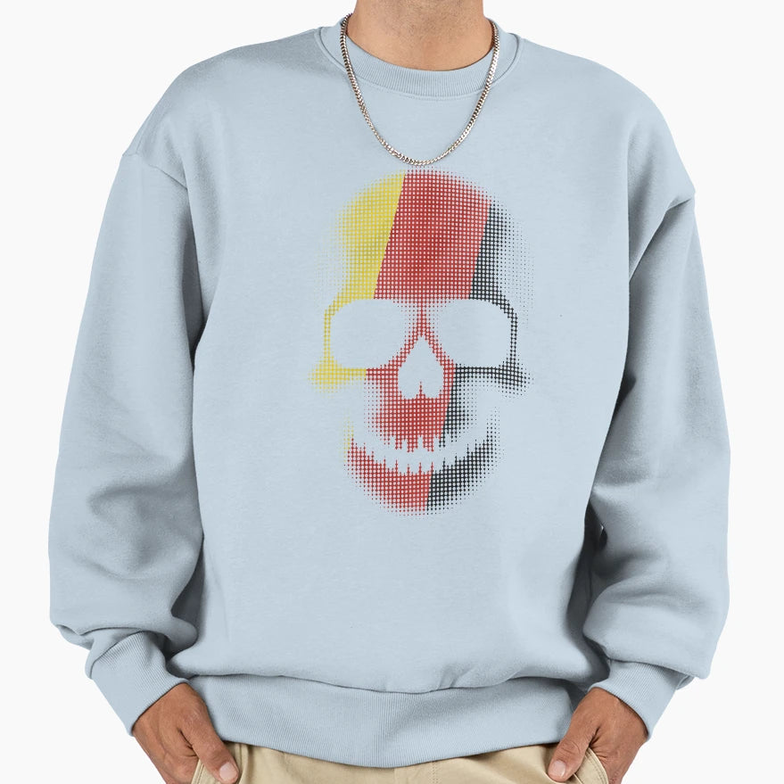 Skulls Germany Flag Halloween Skeleton Sweatshirt - Graphic Print Men Women - T-Shirt, Sweatshirt, Hoodie