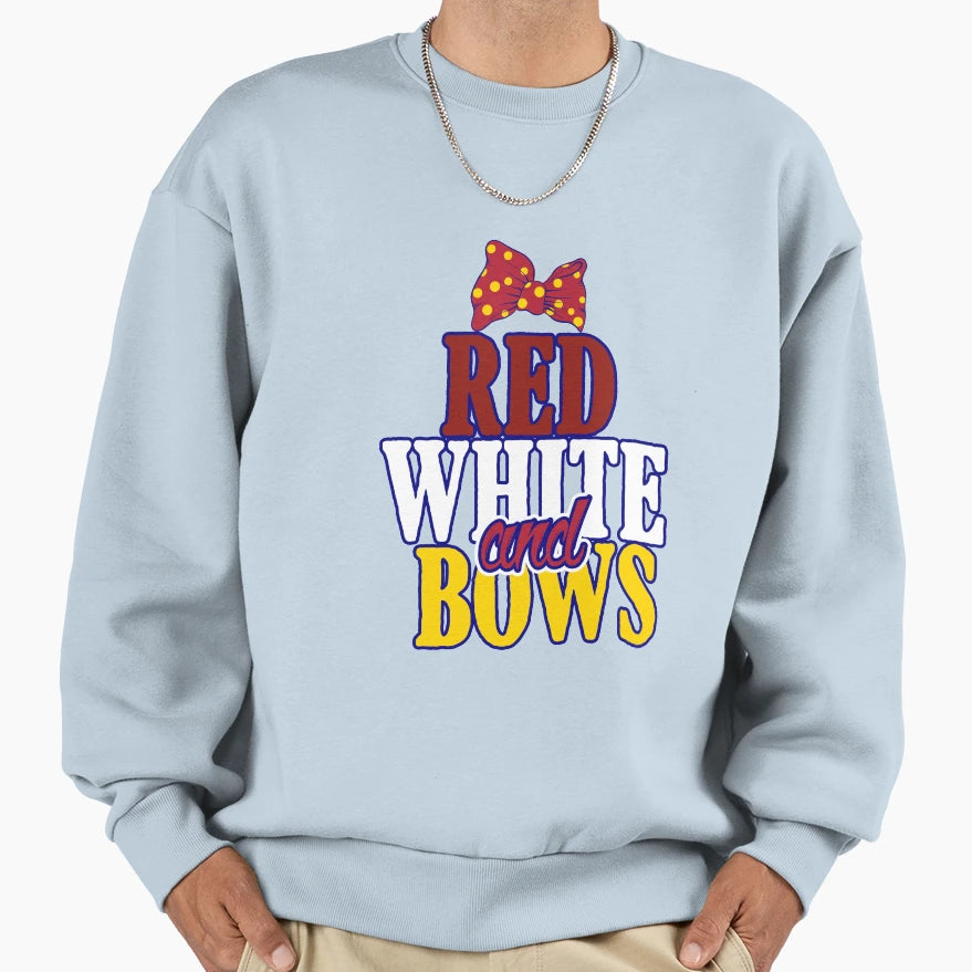 Red White And Bows 4Th July Patriotic Sweatshirt - Minimalist Print Unisex - T-Shirt, Sweatshirt, Hoodie