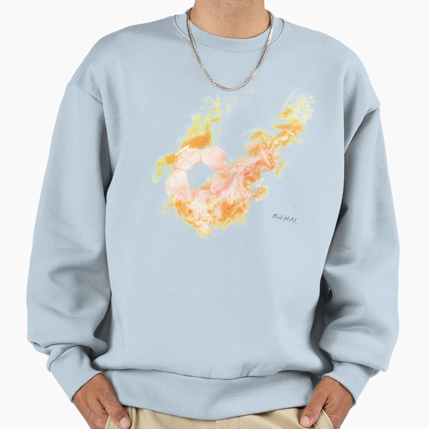 Football Fire Sweatshirt - Minimalist Print Unisex - T-Shirt, Sweatshirt, Hoodie