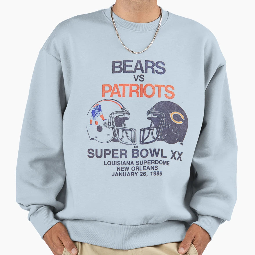 Bears Vs Patriots 86 Faded Sweatshirt - Aesthetic Graphic for Adults - T-Shirt, Sweatshirt, Hoodie