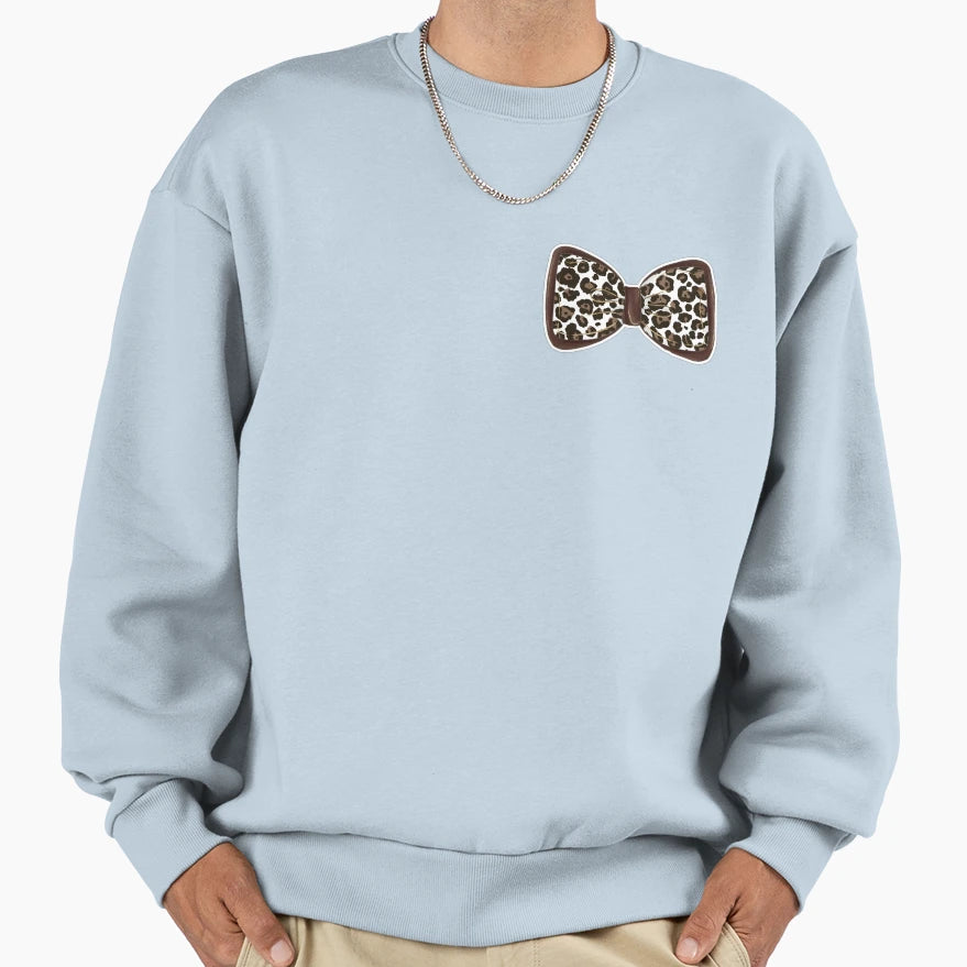 Leopard Bow Aesthetic Art Sweatshirt - Casual Everyday Wear for Adults - T-Shirt, Sweatshirt, Hoodie