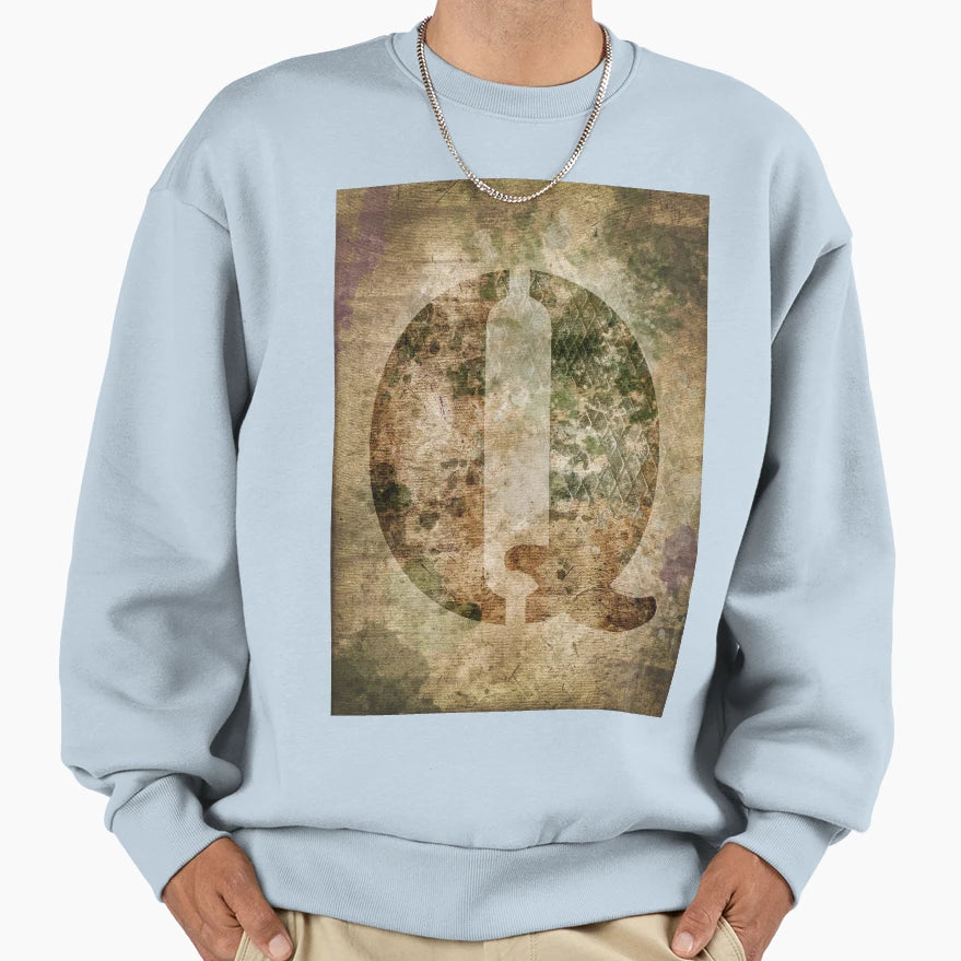 Industrial Letter Q Sweatshirt - Unique Graphic for Adults - T-Shirt, Sweatshirt, Hoodie