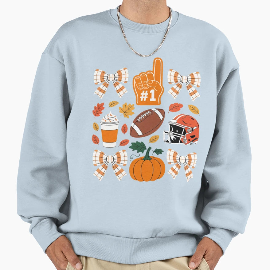 Football Pumpkin Season Sweatshirt - Fun Novelty Design Men Women - T-Shirt, Sweatshirt, Hoodie