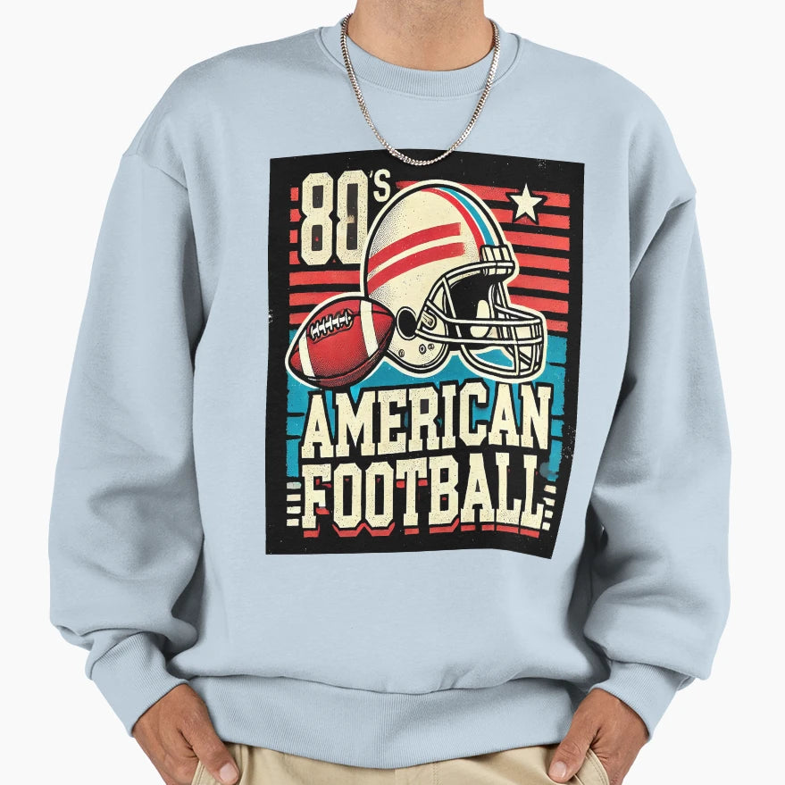 80S Football Helmet Ball Sweatshirt - Novelty Apparel for Adults - T-Shirt, Sweatshirt, Hoodie