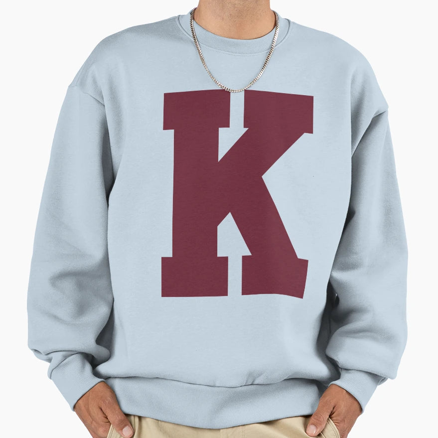 Alphabet Maroon K Sports Letter K Sweatshirt - Aesthetic Graphic Unisex - T-Shirt, Sweatshirt, Hoodie