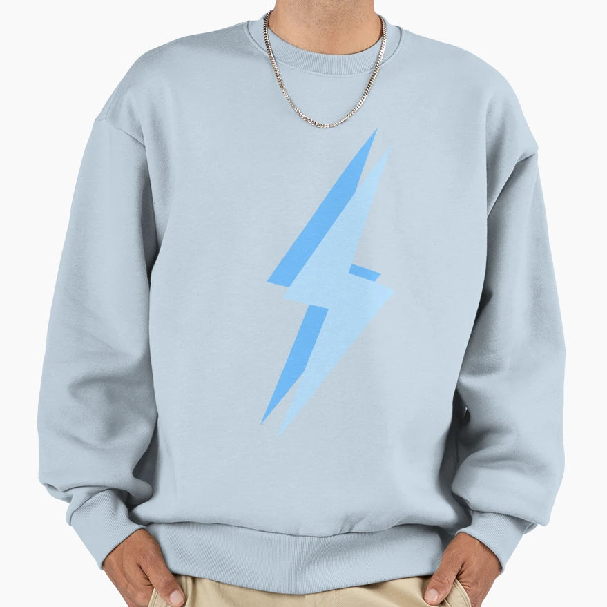 Blue Lighning Bolt Preppy Sweatshirt - Aesthetic Graphic Unisex - T-Shirt, Sweatshirt, Hoodie