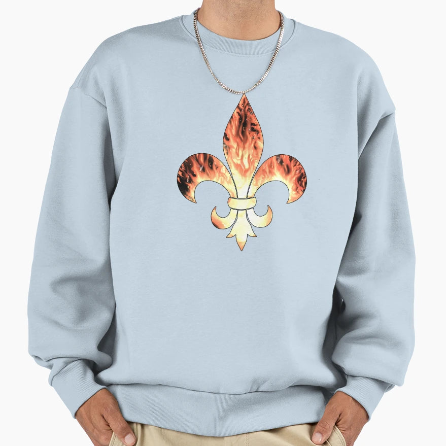Flaming Fleur De Lis Sweatshirt - Unique Graphic Unisex - T-Shirt, Sweatshirt, Hoodie