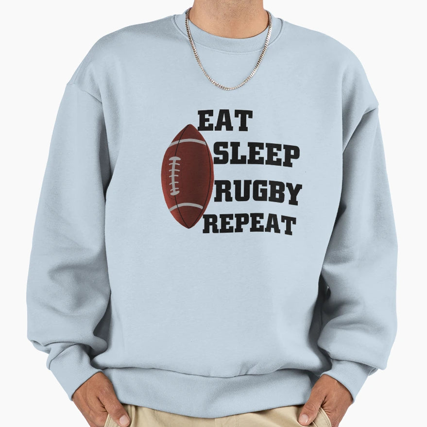 Eat Sleep Rugby Repeat 8 Sweatshirt - Unique Graphic Men Women - T-Shirt, Sweatshirt, Hoodie