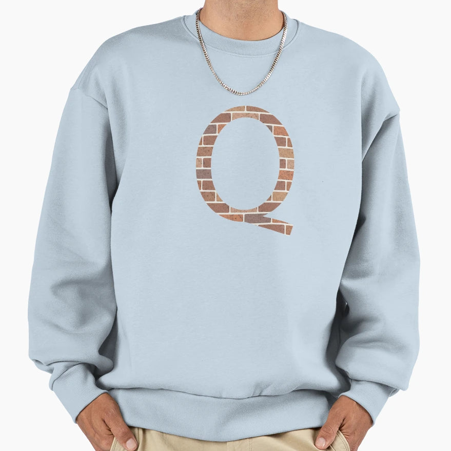 Brick Wall Q Letter Sweatshirt - Minimalist Print Unisex - T-Shirt, Sweatshirt, Hoodie