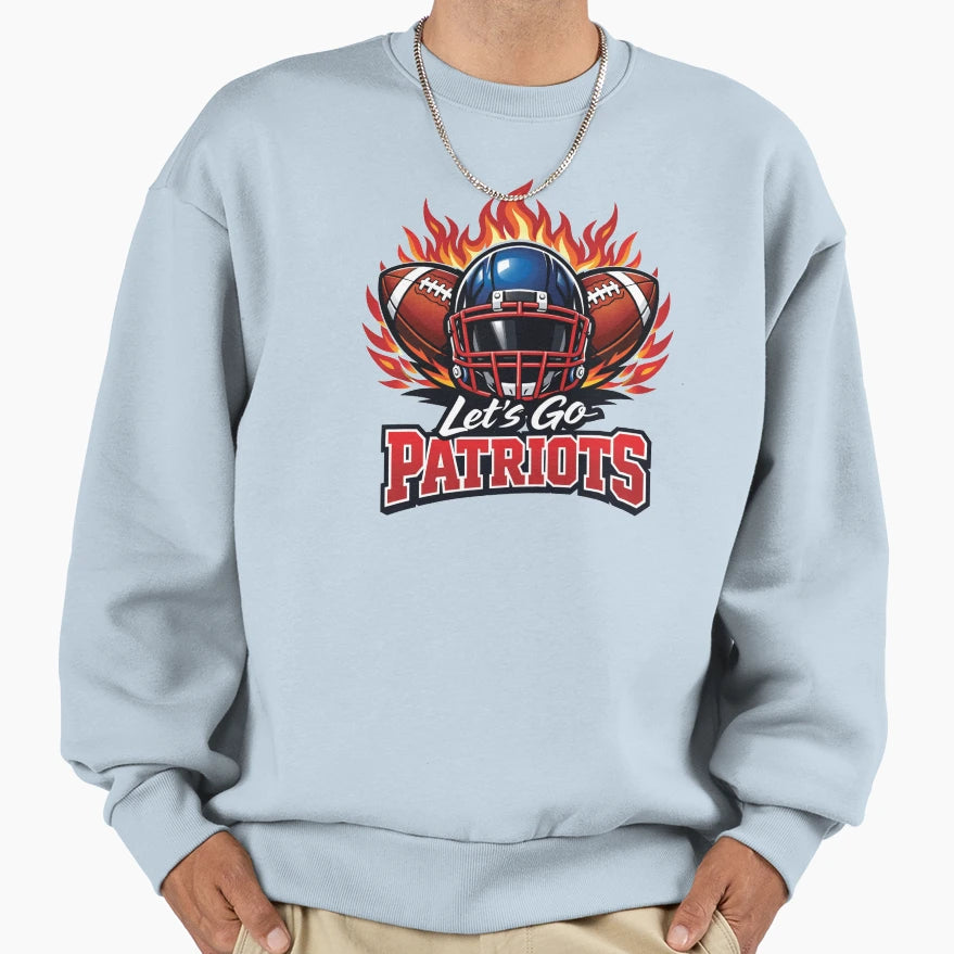 Lets Go Patriots Football Sweatshirt - Novelty Apparel for Adults - T-Shirt, Sweatshirt, Hoodie