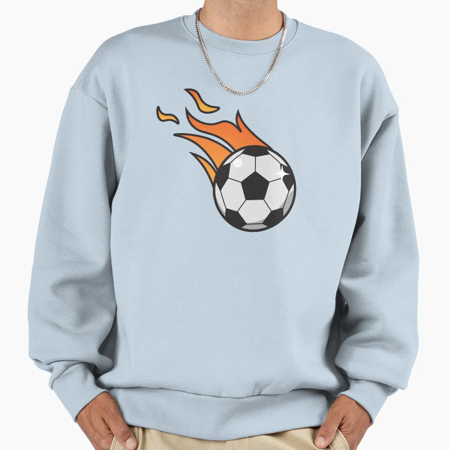 Flaming Football Soccer Sweatshirt - Streetwear Style for Adults - T-Shirt, Sweatshirt, Hoodie