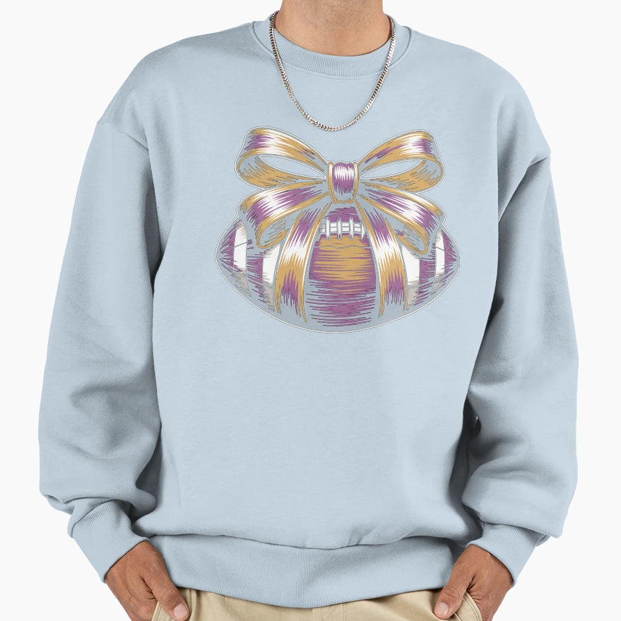 Football Coquette Bow Sweatshirt - Graphic Print Unisex - T-Shirt, Sweatshirt, Hoodie