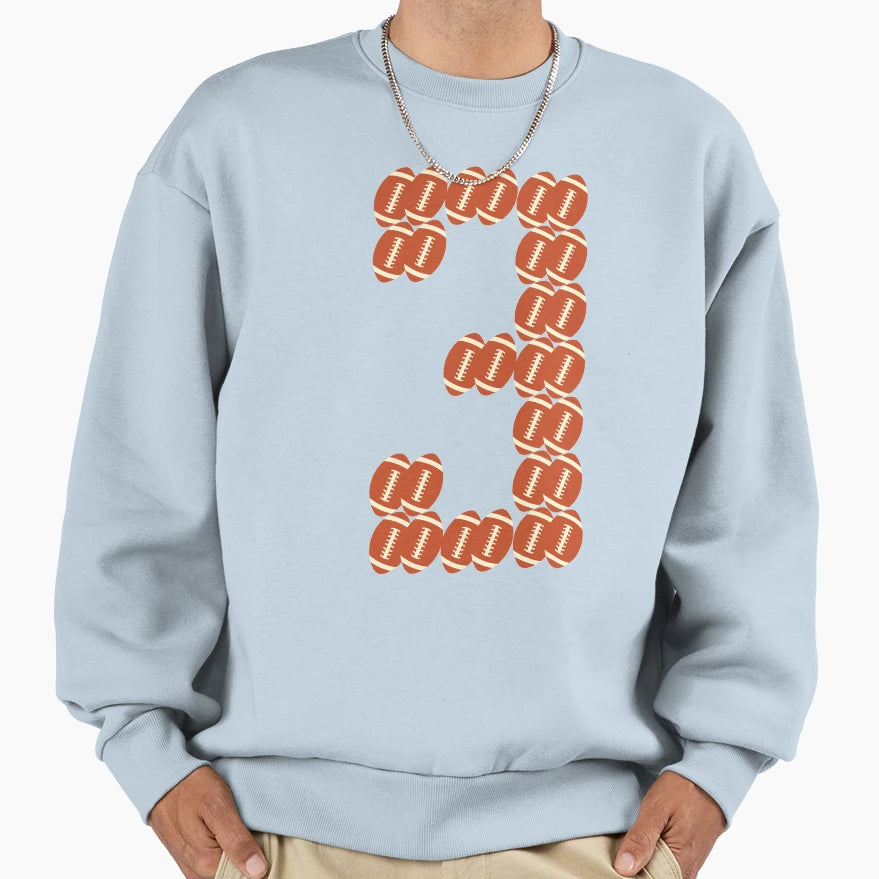 Player Number 3 Three American Sweatshirt - Aesthetic Graphic Men Women - T-Shirt, Sweatshirt, Hoodie