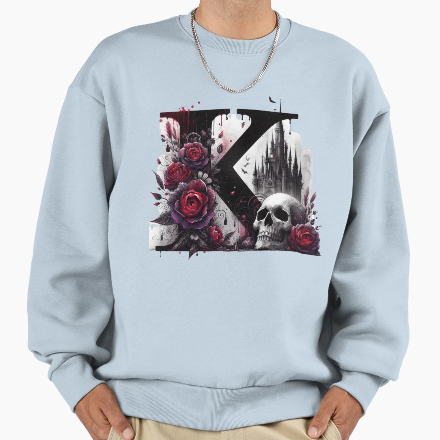 Gothic Halloween Skull And Roses K Sweatshirt - Novelty Apparel Unisex - T-Shirt, Sweatshirt, Hoodie