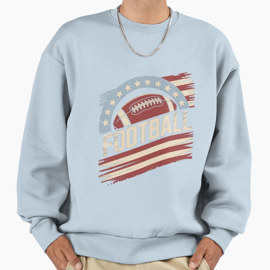 American Flag Football Patriotic Sweatshirt - Minimalist Print for Adults - T-Shirt, Sweatshirt, Hoodie
