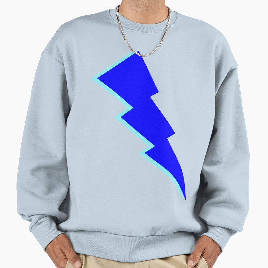 Light Blue And Dark Blue Lightning Sweatshirt - Trendy Graphic for Adults - T-Shirt, Sweatshirt, Hoodie