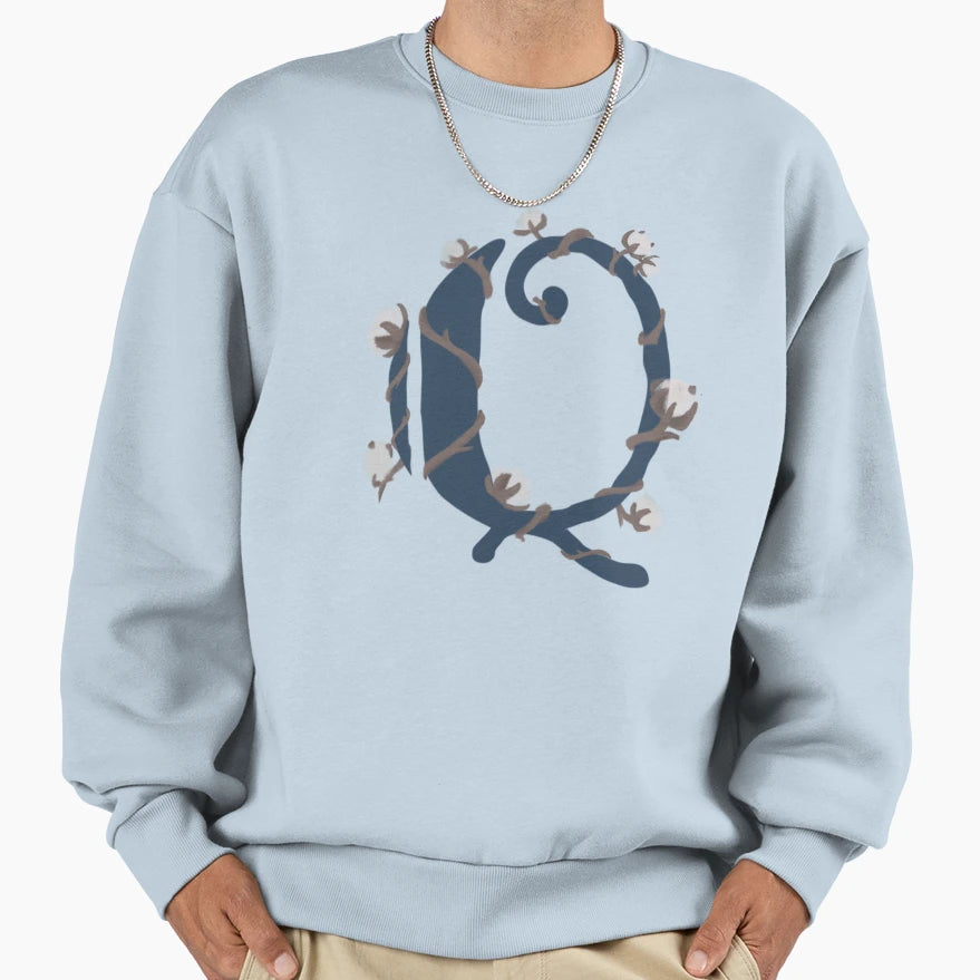 Cotton Monogram Letter Q Sweatshirt - Minimalist Print for Adults - T-Shirt, Sweatshirt, Hoodie