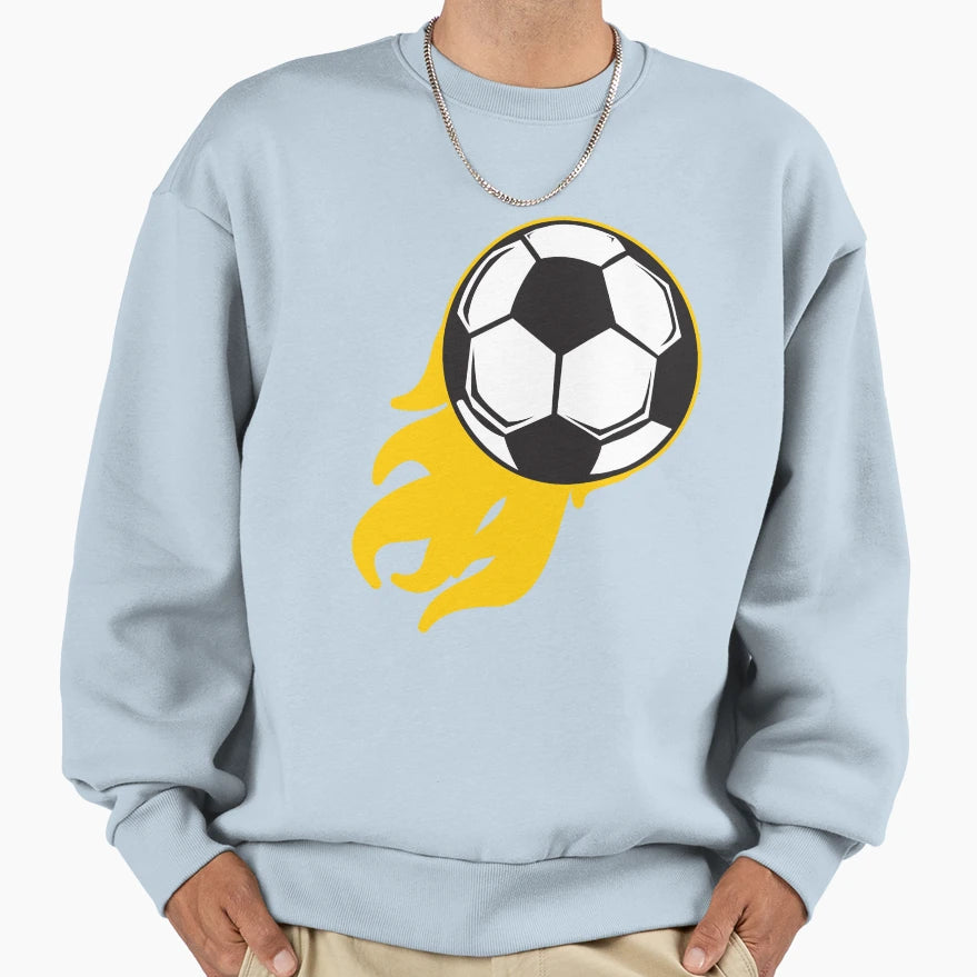 Flaming Soccer Ball Sweatshirt - Casual Everyday Wear Unisex - T-Shirt, Sweatshirt, Hoodie
