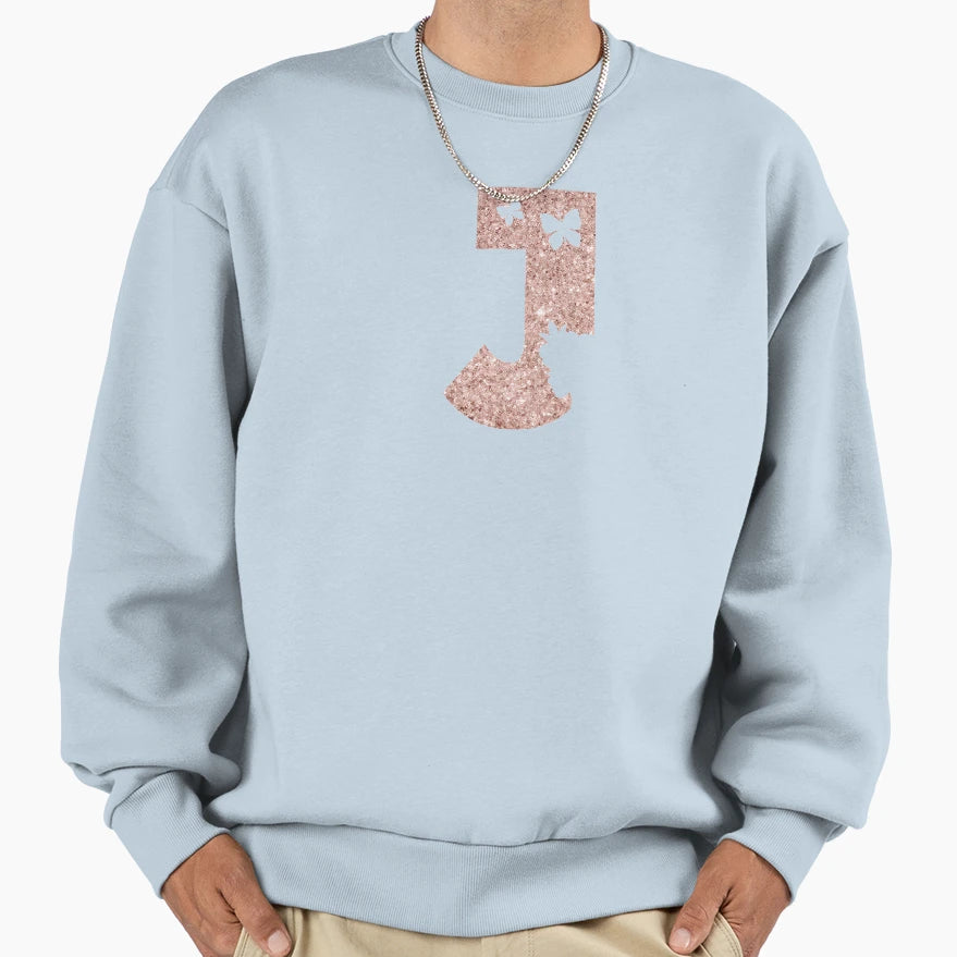 Letter J Rose Gold Glitter Fairy Sweatshirt - Streetwear Style for Adults - T-Shirt, Sweatshirt, Hoodie