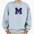 Silver And Navy Varsity Letter M Sweatshirt - Fun Novelty Design Unisex - T-Shirt, Sweatshirt, Hoodie