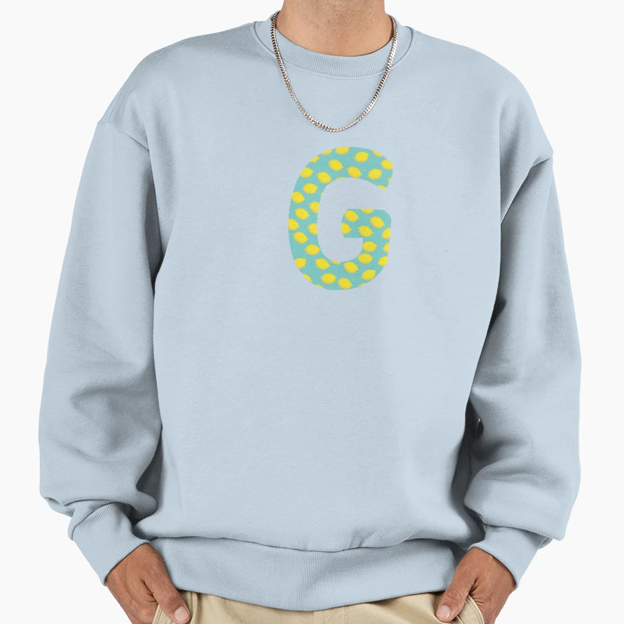Lemon Summer Monogram Alphabet Letter Sweatshirt - Graphic Print Men Women - T-Shirt, Sweatshirt, Hoodie