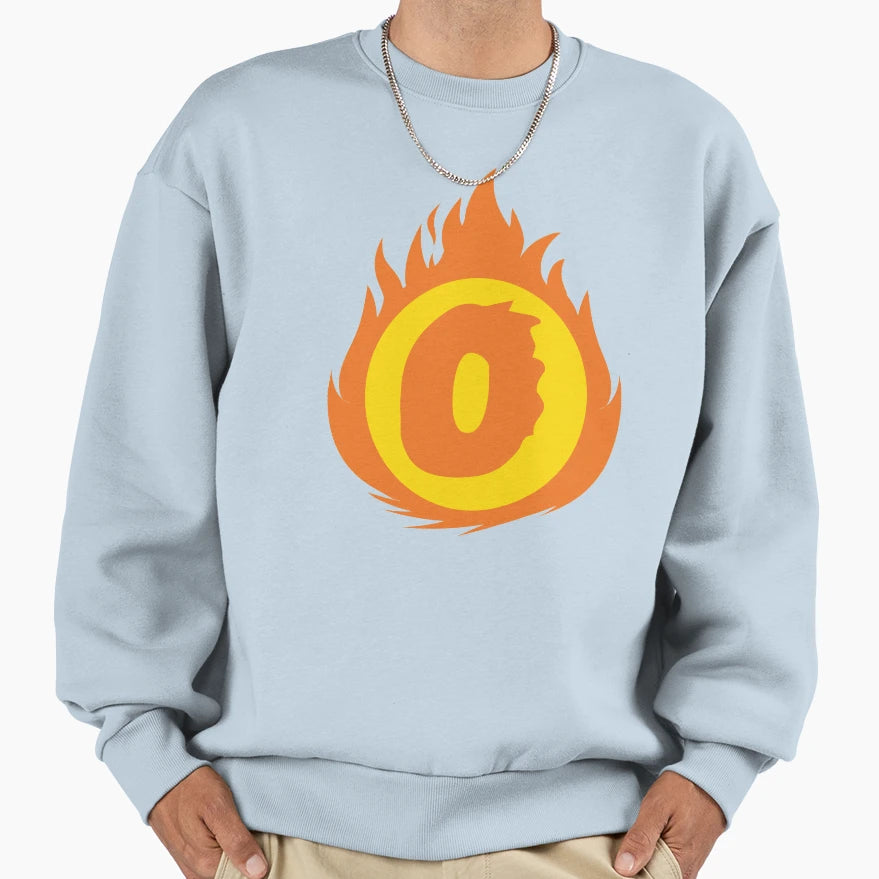 Superhero Letter O Fire Insignia Sweatshirt - Trendy Graphic for Adults - T-Shirt, Sweatshirt, Hoodie