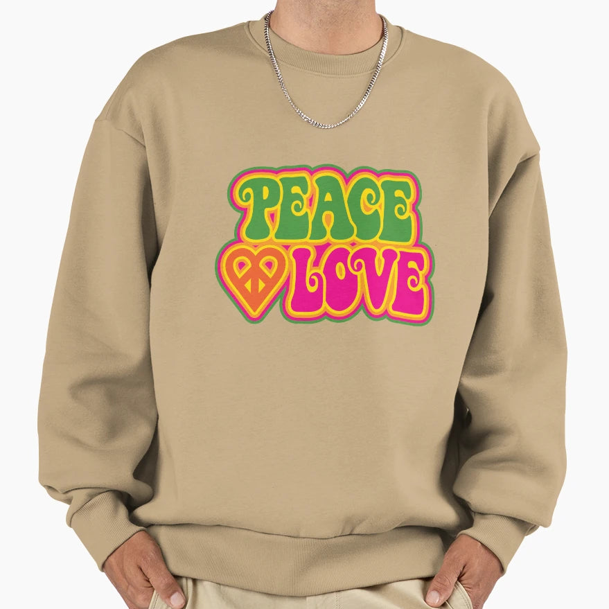 Peace And Love Sweatshirt - Fun Novelty Design for Adults - T-Shirt, Sweatshirt, Hoodie