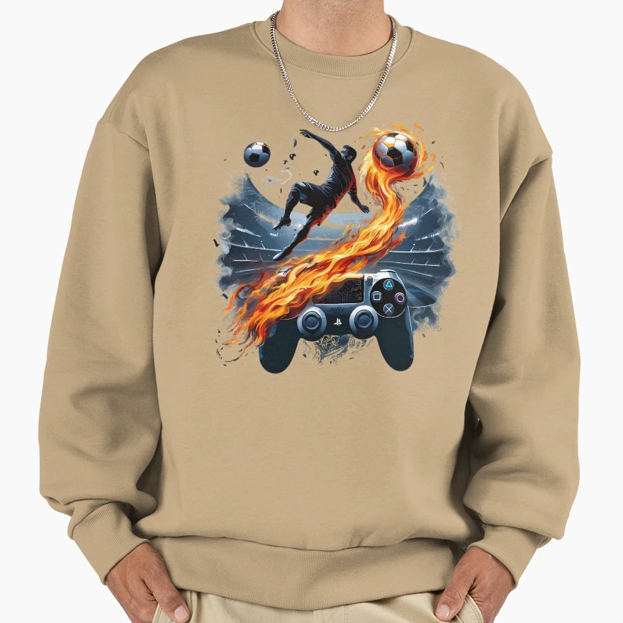 Fifa Soccer Gaming Fire Sweatshirt - Casual Everyday Wear for Adults - T-Shirt, Sweatshirt, Hoodie