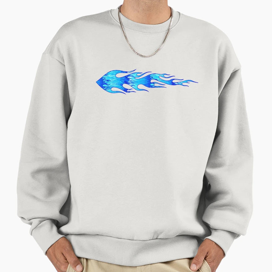Blue Flames Sweatshirt - Minimalist Print Men Women - T-Shirt, Sweatshirt, Hoodie