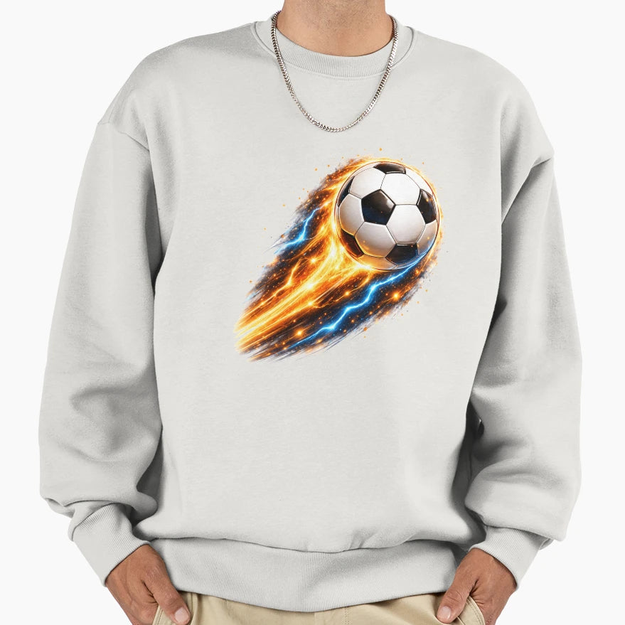 Fire And Lightning Soccer Ball Sweatshirt - Fun Novelty Design Men Women - T-Shirt, Sweatshirt, Hoodie