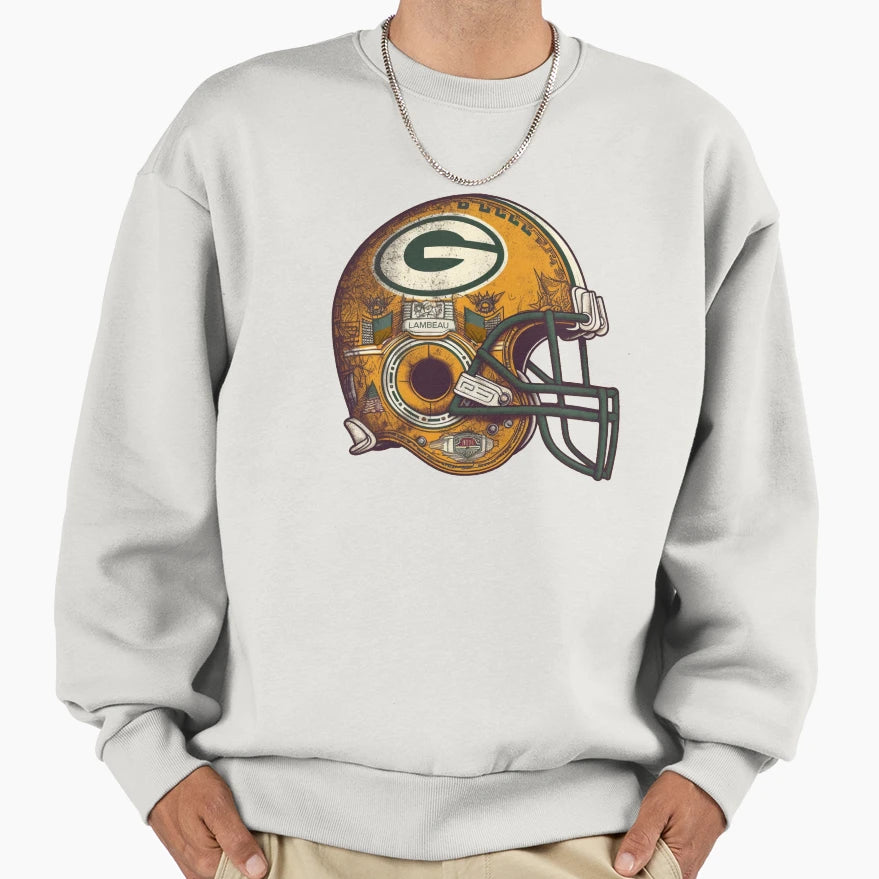 Green Bay Football Helmet Sweatshirt - Custom Art Print Men Women - T-Shirt, Sweatshirt, Hoodie