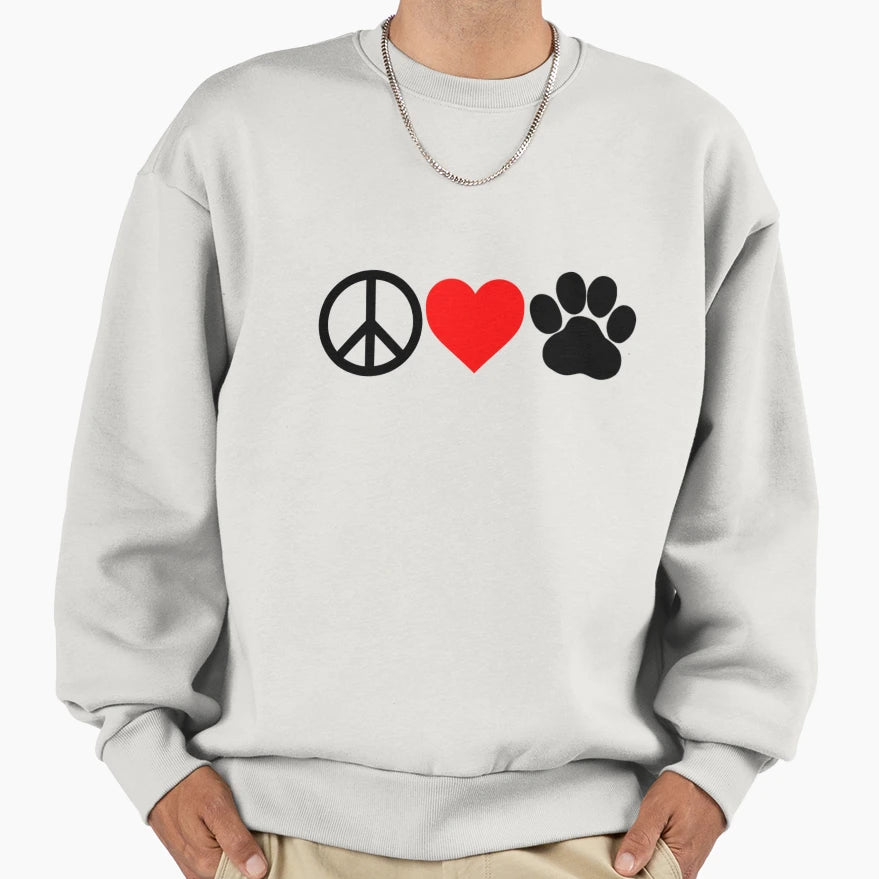 Peace Love Paws Sweatshirt - Aesthetic Graphic Unisex - T-Shirt, Sweatshirt, Hoodie