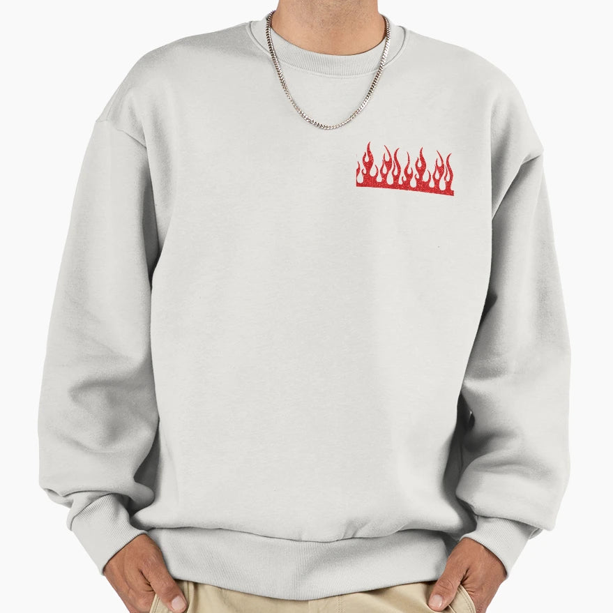 Red Glitter Flames Sweatshirt - Aesthetic Graphic for Adults - T-Shirt, Sweatshirt, Hoodie