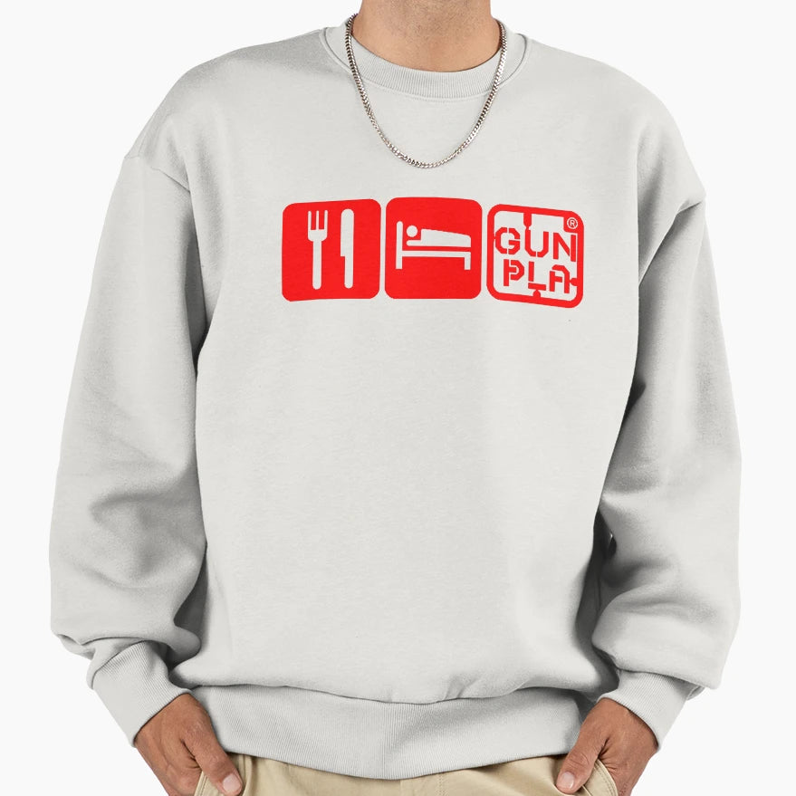 Eat Sleep Gunpla Red Sweatshirt - Aesthetic Graphic Men Women - T-Shirt, Sweatshirt, Hoodie