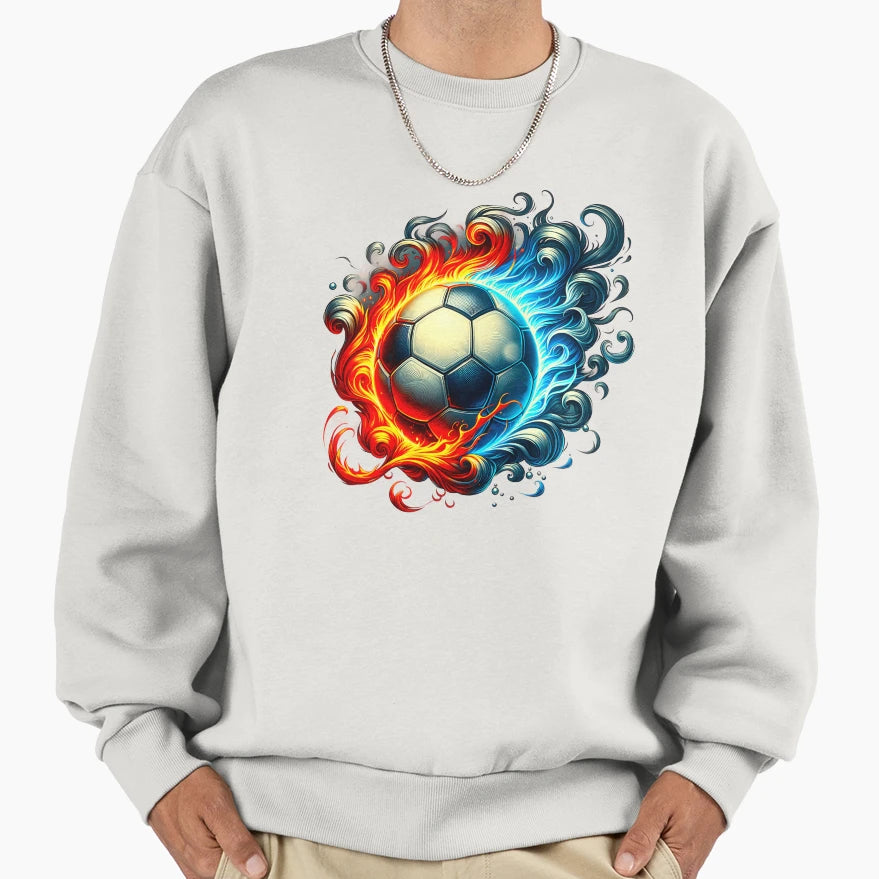Football Flames Red And Blue Sweatshirt - Novelty Apparel for Adults - T-Shirt, Sweatshirt, Hoodie