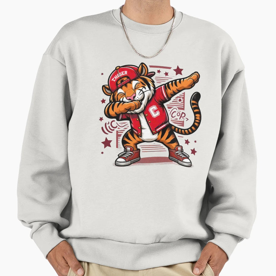 Dabbing Tiger Funny Animal Sweatshirt - Custom Art Print Unisex - T-Shirt, Sweatshirt, Hoodie