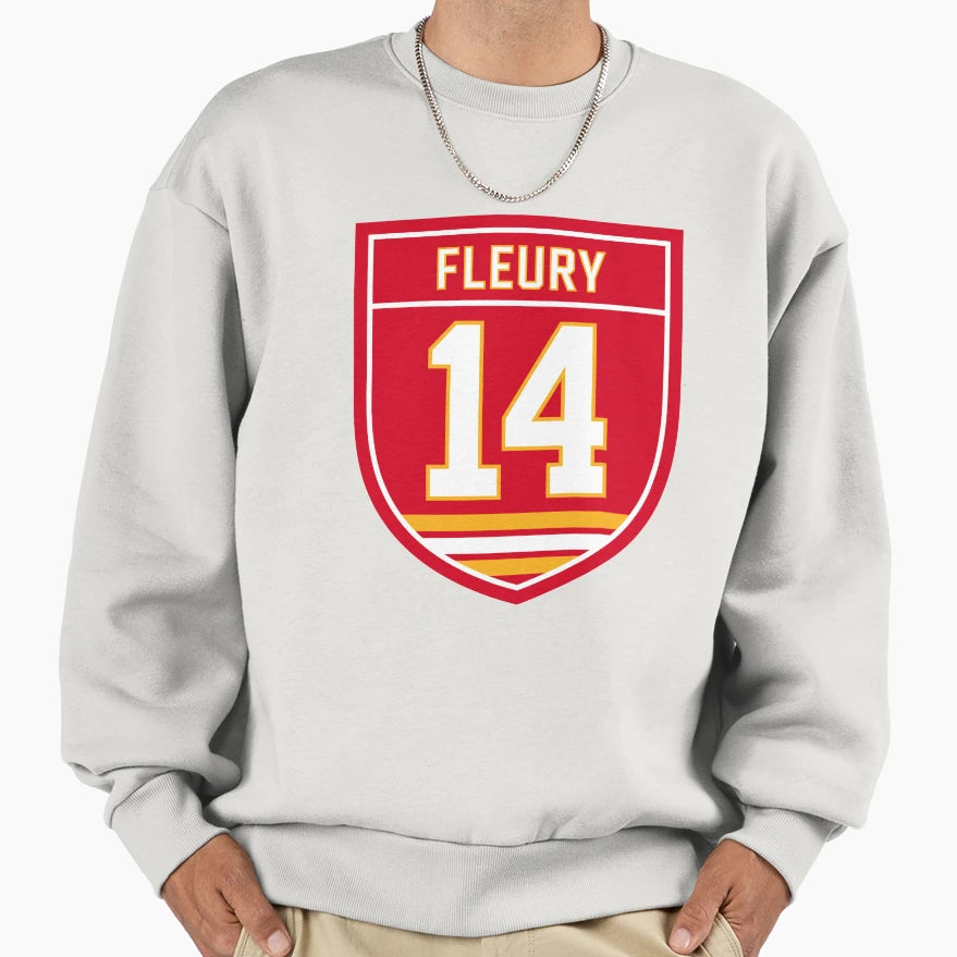 Theoren Fleury Calgary 14 Emblem Sweatshirt - Minimalist Print for Adults - T-Shirt, Sweatshirt, Hoodie