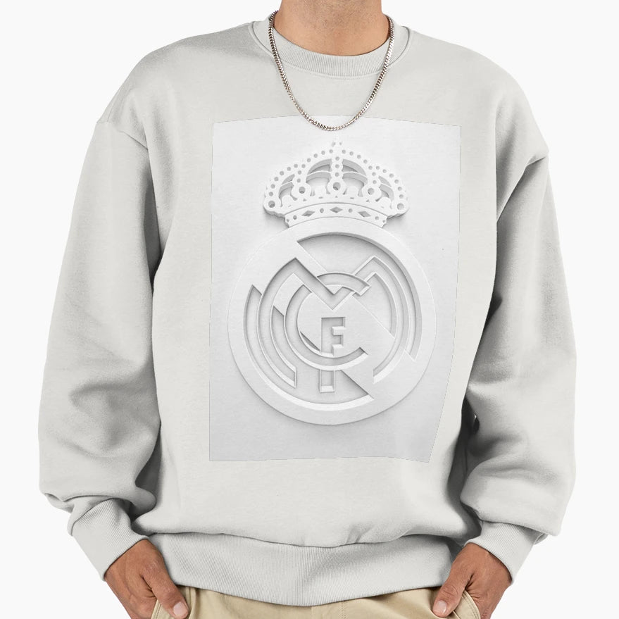 Madrid Real Logo White Sweatshirt - Minimalist Print Unisex - T-Shirt, Sweatshirt, Hoodie