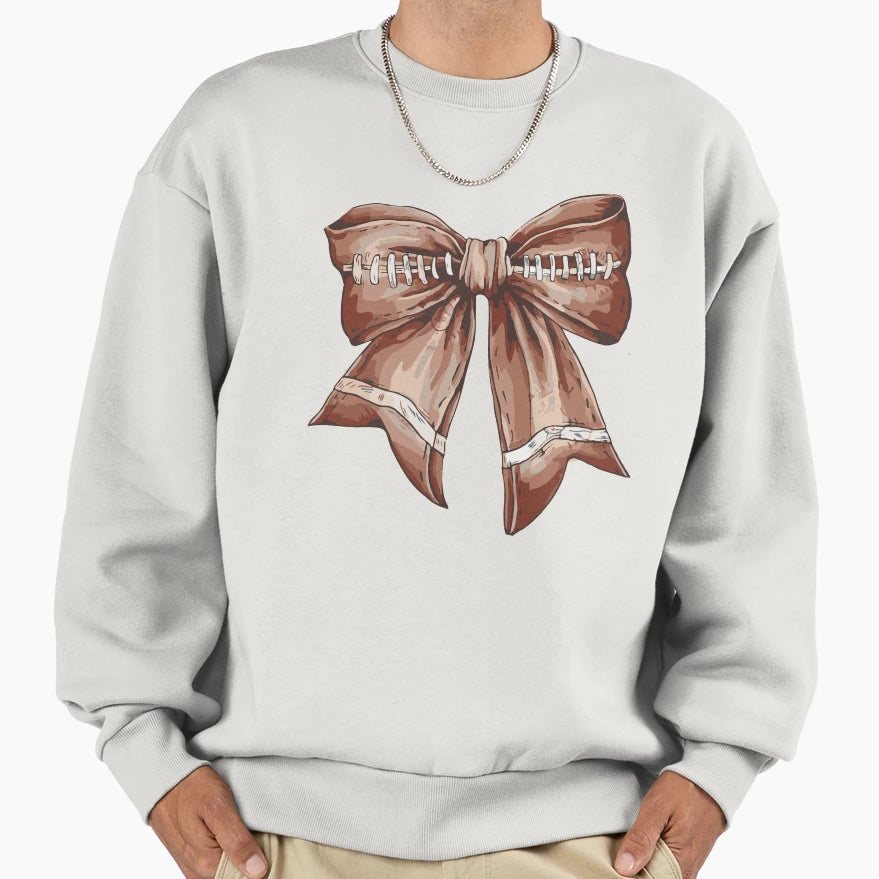 Football Bow Fall Coquette Bow Fall Sweatshirt - Graphic Print Unisex - T-Shirt, Sweatshirt, Hoodie